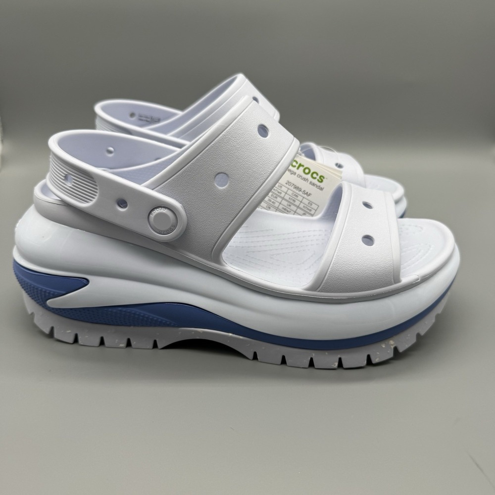 Crocs Mega Crush Sandal Women's 9 / Men's‎ 7 Light Gray Blue Platform Shoes